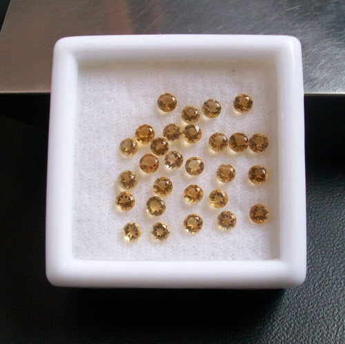 10 AAA Golden Citrine Gemstones: 2mm Faceted Round Cut