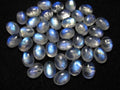 Rainbow Moonstone Cabochons: AAA Grade Oval Gemstones, 6x8mm (10 Pieces)