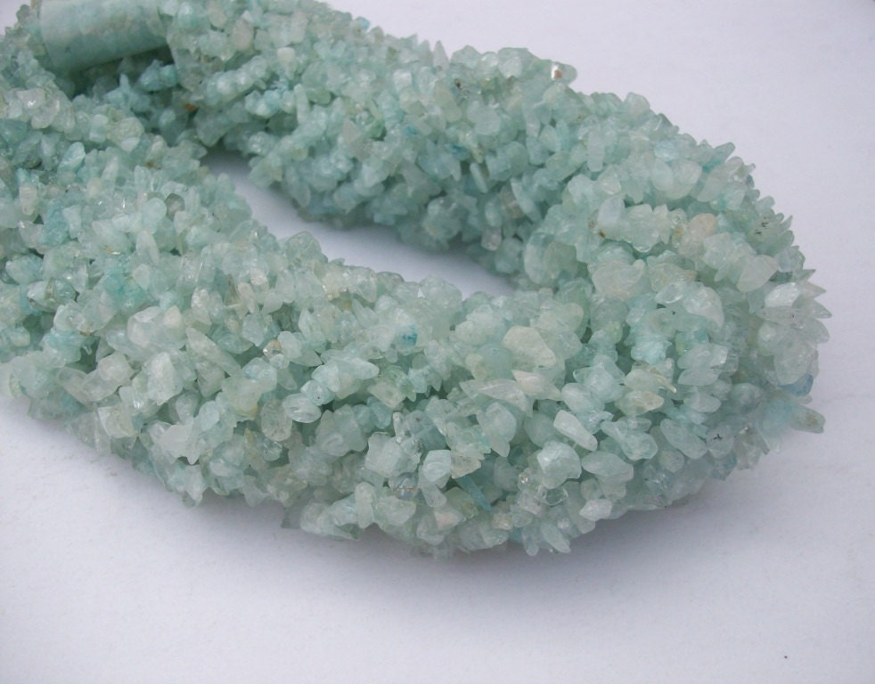 34 inch AAA Aquamarine Chips: Uncut Gemstone Beads