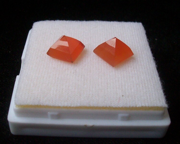 10mm AAA Carnelian Gemstone: Square Pyramid Faceted Cabochon