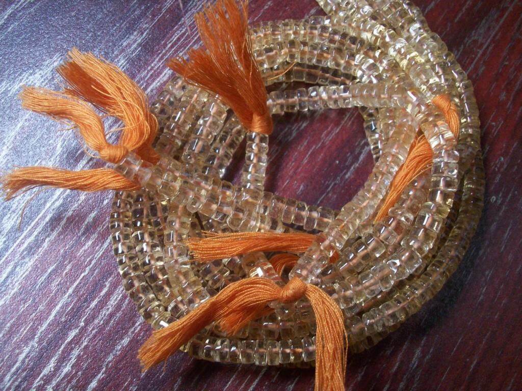 Golden Citrine Gemstone Beads: 6mm Round Tyre, 13 Inch Strand