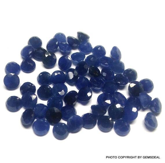 AAA Blue Sapphire Gemstone: 6mm Faceted Round Loose Stone