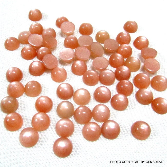 9mm AAA Peach Moonstone Cabochon: Round Loose Gemstone