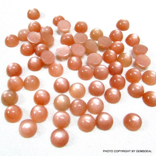 9mm AAA Peach Moonstone Cabochon: Round Loose Gemstone