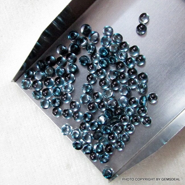 London Blue Topaz Cabochons: AAA Grade, 3mm Round Gemstones (10 Pieces)