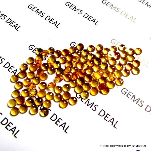 20 Natural Citrine 3mm Rose Cut Cabochon Gemstones