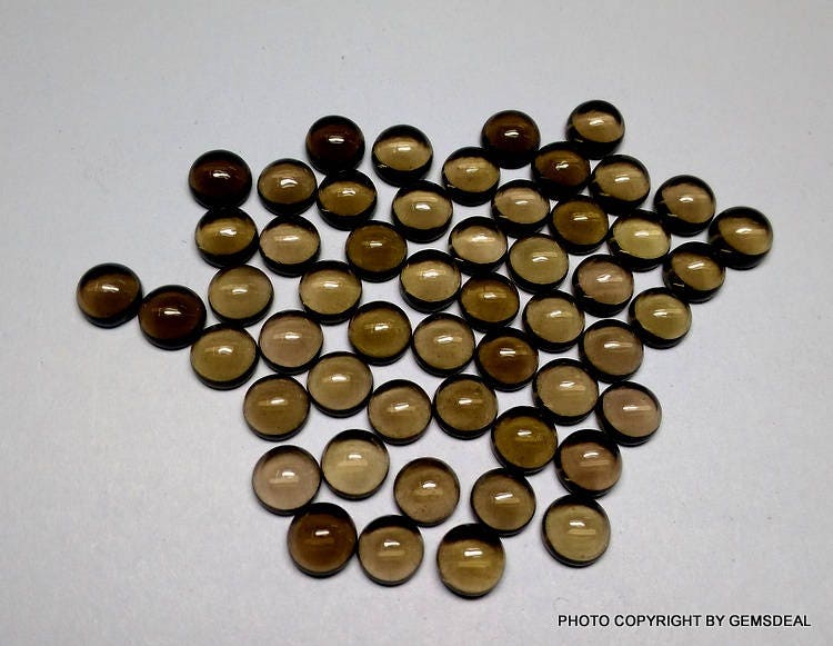 10 AAA Smoky Quartz Cabochons: Round Gemstones (3-5mm)
