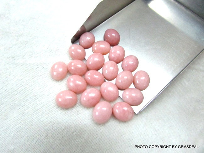 Pink Opal Oval Cabochons AAA Grade: 9x11mm Loose Gemstones, 5 pcs