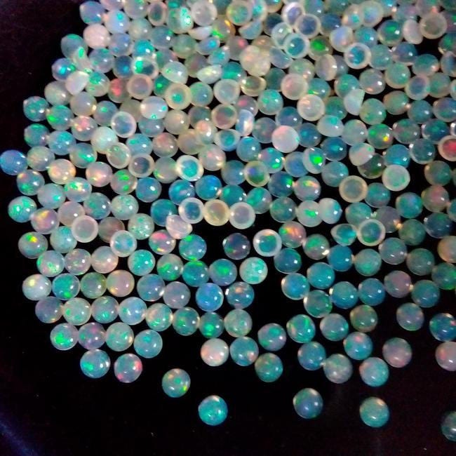 50 Ethiopian Opal Cabochons: 2.5mm Round AAA Gemstones