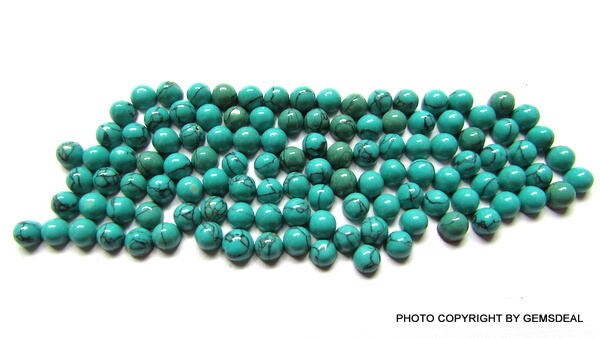 10 Pcs Natural Turquoise Cabochons: 3mm Round Green Gemstone