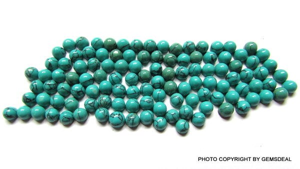 10 Pcs Natural Turquoise Cabochons: 3mm Round Green Gemstone