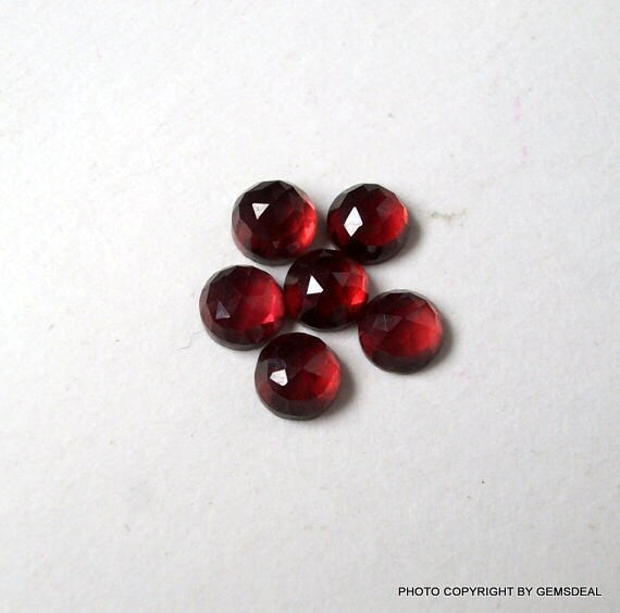10 AAA Red Garnet Gemstones: Round Rose Cut (2mm-7mm)