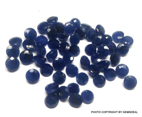 AAA Blue Sapphire Gemstone: 6mm Faceted Round Loose Stone