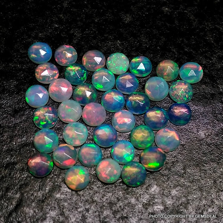 10 Ethiopian Opal Gemstones: 4mm Round Rosecut Cabochons