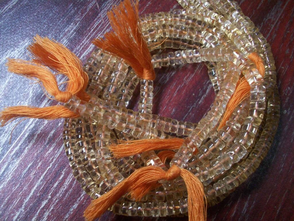Golden Citrine Gemstone Beads: 6mm Round Tyre, 13 Inch Strand