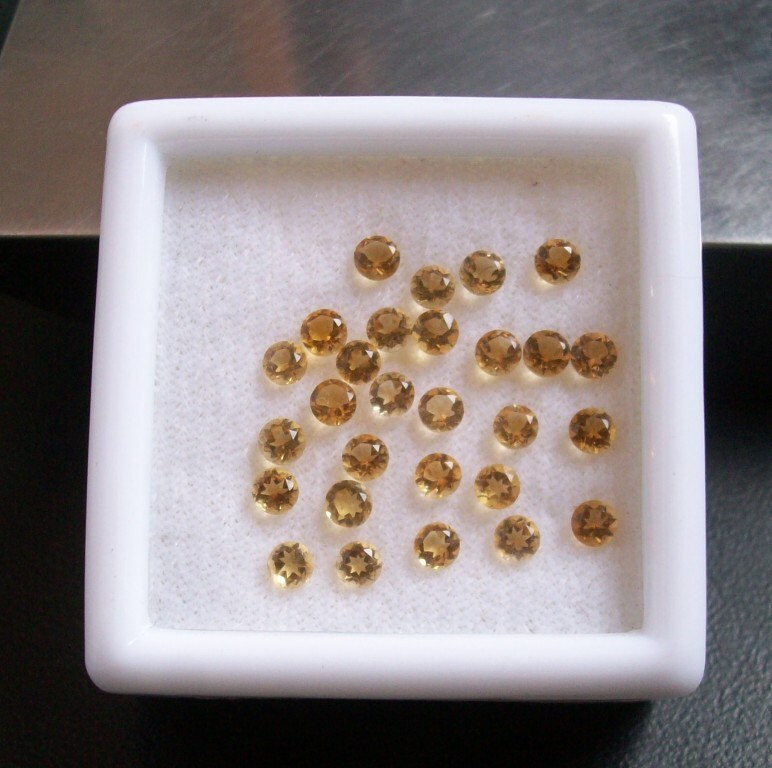 10 AAA Golden Citrine Gemstones: 2mm Faceted Round Cut