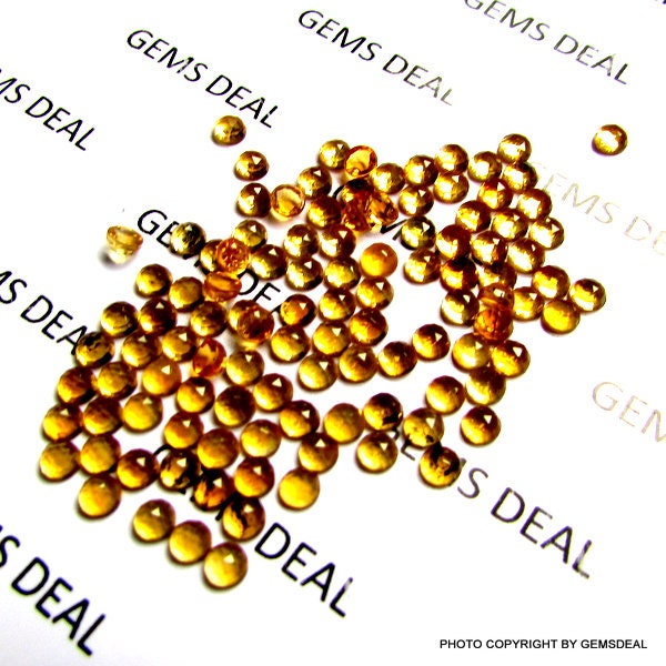20 Natural Citrine 3mm Rose Cut Cabochon Gemstones