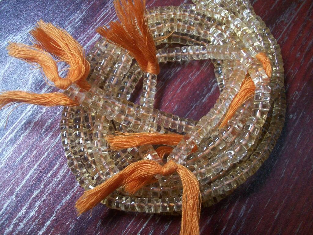Golden Citrine Gemstone Beads: 6mm Round Tyre, 13 Inch Strand