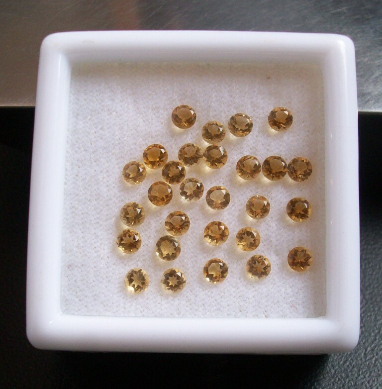 10 AAA Golden Citrine Gemstones: 2mm Faceted Round Cut