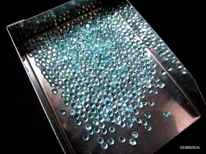 10 Apatite Faceted Round Gemstones: Greenish Blue, 3mm AAA