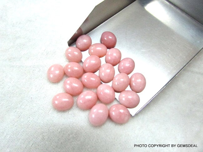 Pink Opal Oval Cabochons AAA Grade: 9x11mm Loose Gemstones, 5 pcs