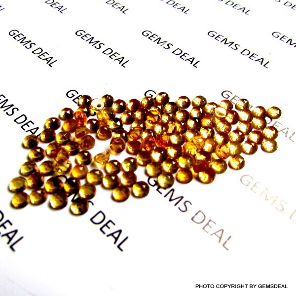 20 Natural Citrine 3mm Rose Cut Cabochon Gemstones