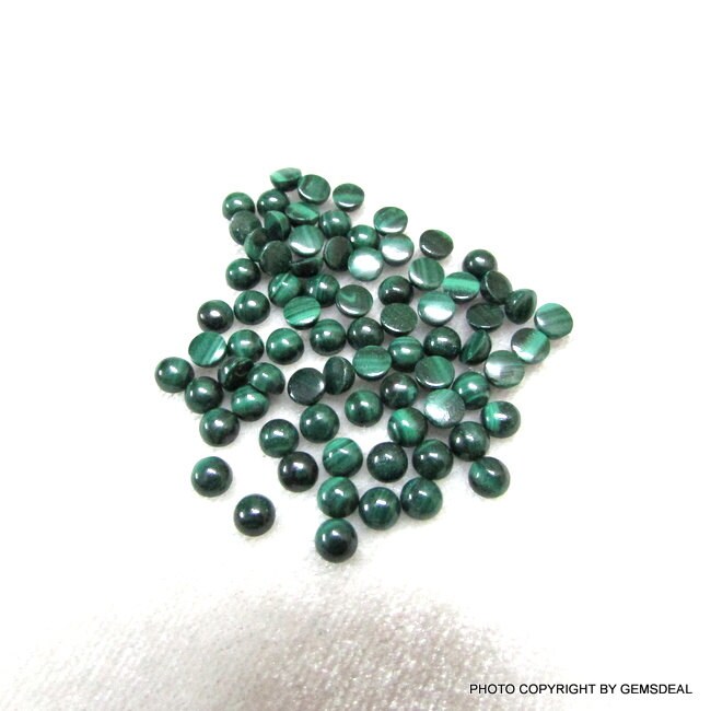 3mm Malachite Cabochons: Round Flat Back Gemstones (10 Pcs)