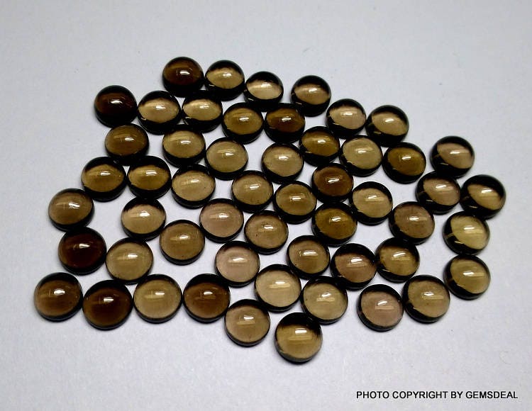 10 AAA Smoky Quartz Cabochons: Round Gemstones (3-5mm)