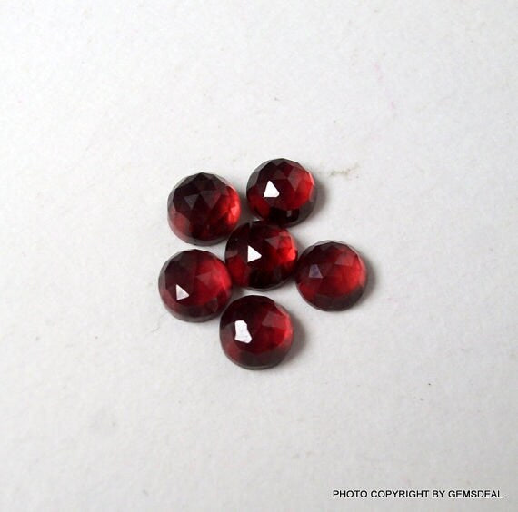 10 AAA Red Garnet Gemstones: Round Rose Cut (2mm-7mm)