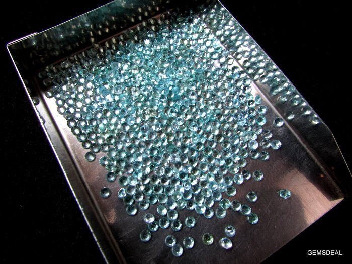 10 Apatite Faceted Round Gemstones: Greenish Blue, 3mm AAA