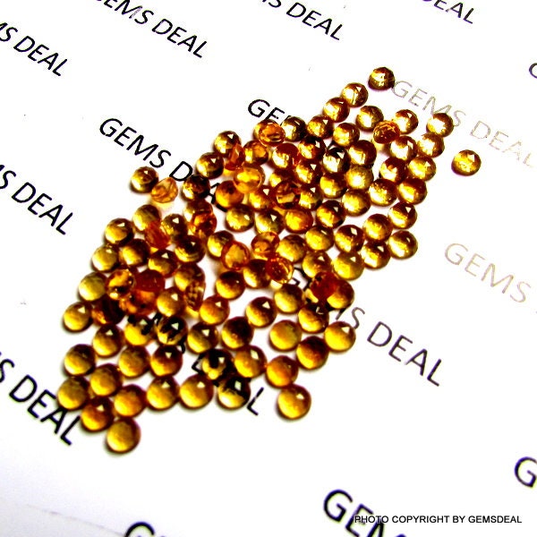 20 Natural Citrine 3mm Rose Cut Cabochon Gemstones