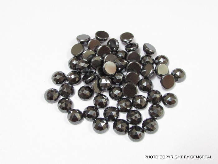 10 AAA Hematite Rosecut Cabochons: Round Gray Gemstones (3mm-8mm)
