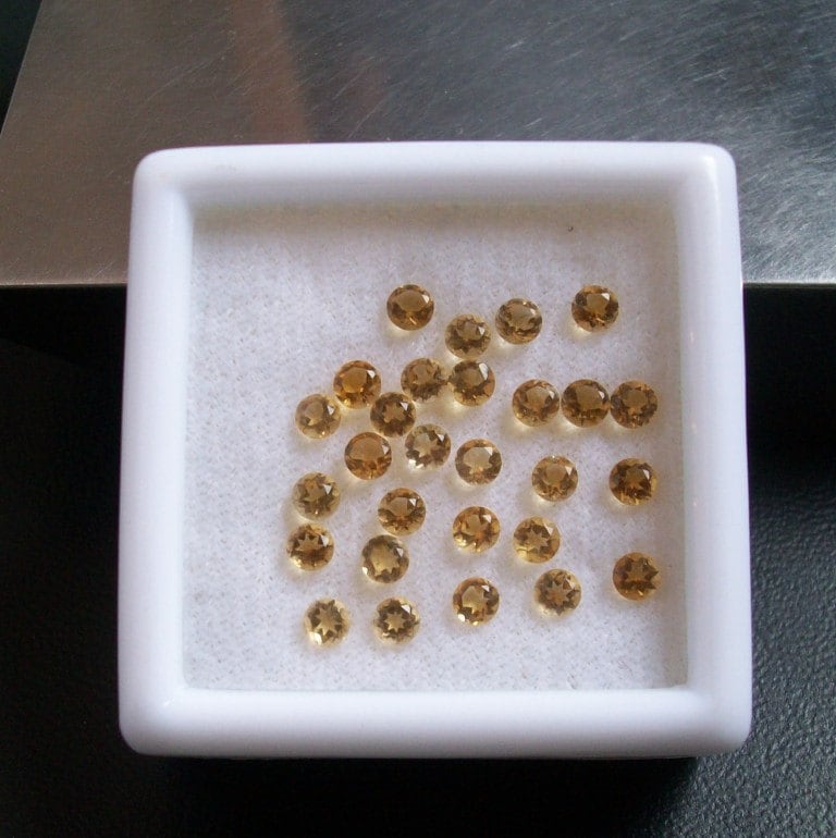 10 AAA Golden Citrine Gemstones: 2mm Faceted Round Cut