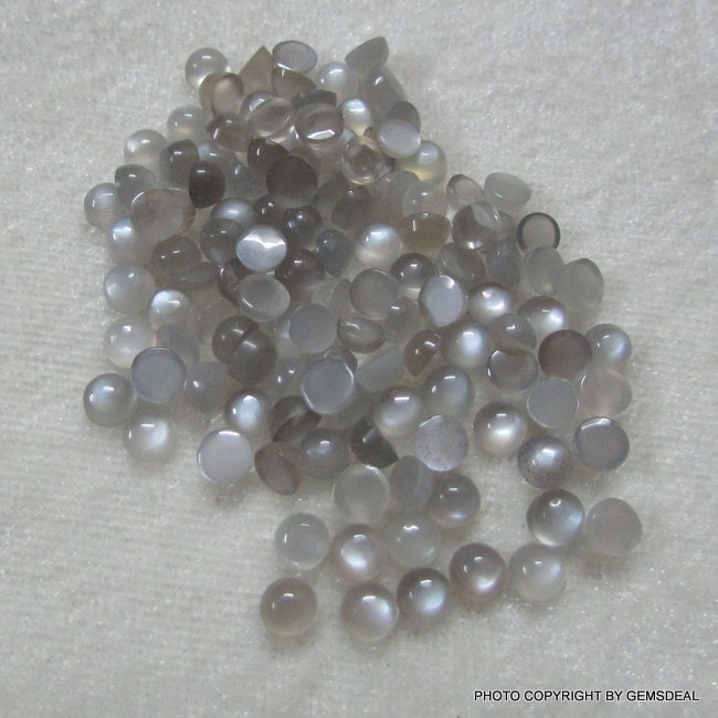 10 AAA Gray Moonstone Cabochons: 2.5-3.5mm Round Gemstones