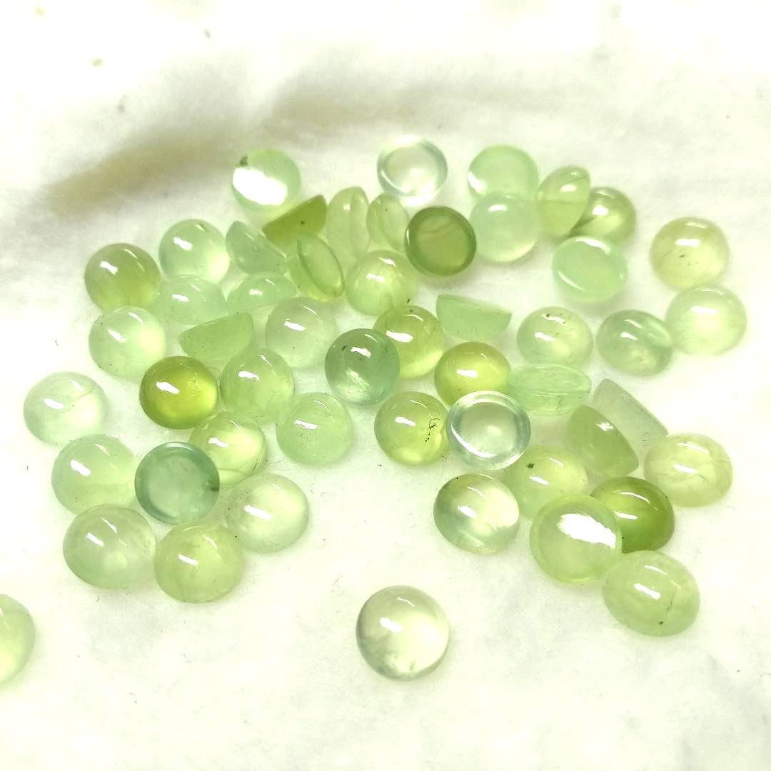 10pc 3mm Prehnite Cabochon: Mint Green Round Gemstone