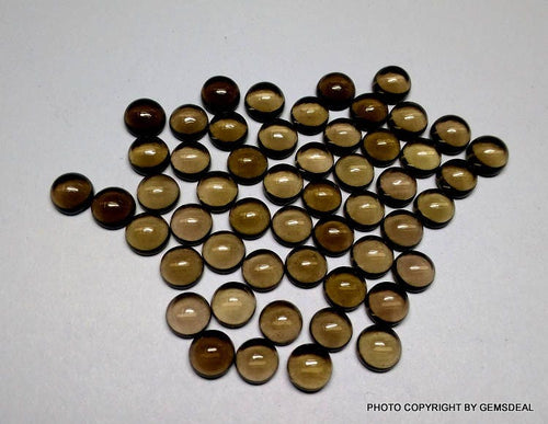 10 AAA Smoky Quartz Cabochons: Round Gemstones (3-5mm)