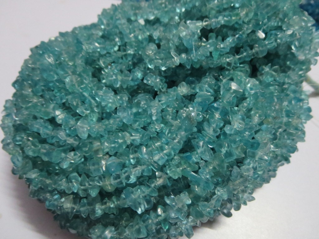32" AAA Blue Apatite Uncut Gemstone Beads (3mm-5mm)
