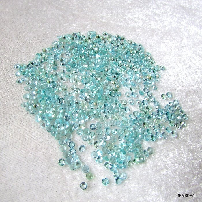10 Apatite Faceted Round Gemstones: Greenish Blue, 3mm AAA