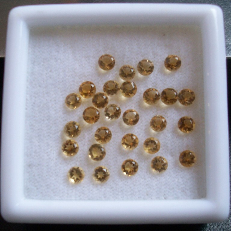 10 AAA Golden Citrine Gemstones: 2mm Faceted Round Cut