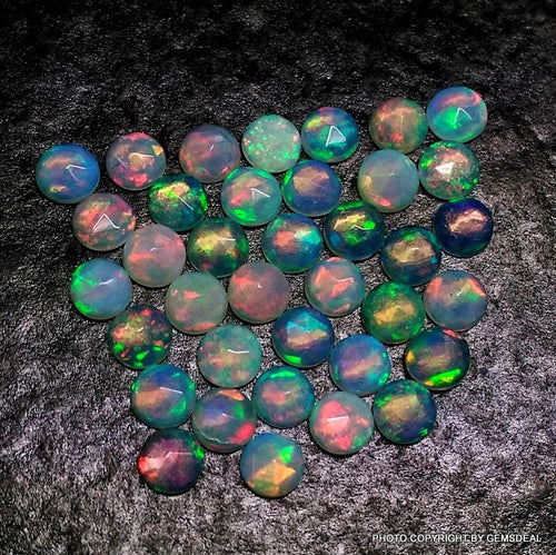 10 Ethiopian Opal Gemstones: 4mm Round Rosecut Cabochons