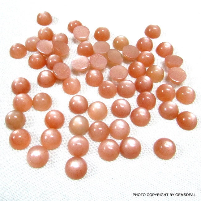 9mm AAA Peach Moonstone Cabochon: Round Loose Gemstone
