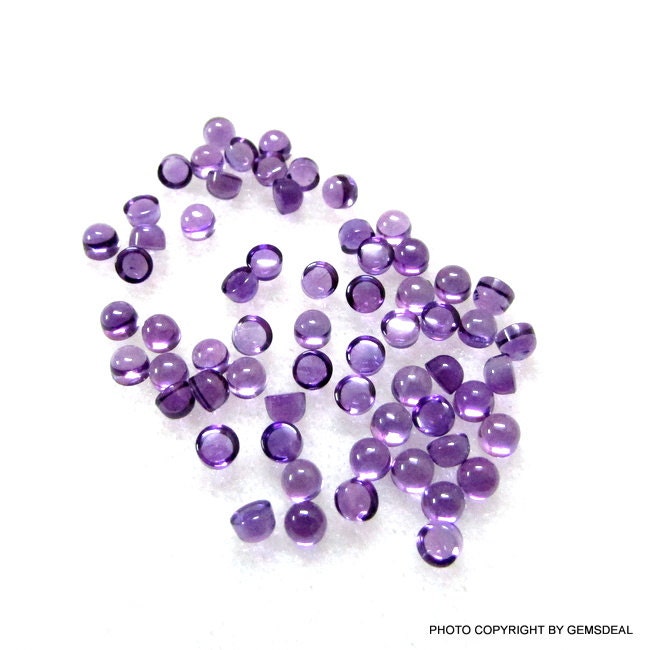 10 AAA Amethyst Cabochons: 3mm Round Purple Gemstones