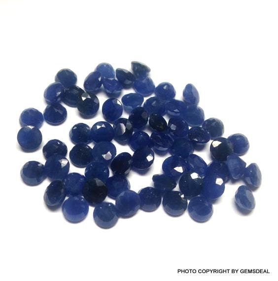 AAA Blue Sapphire Gemstone: 6mm Faceted Round Loose Stone