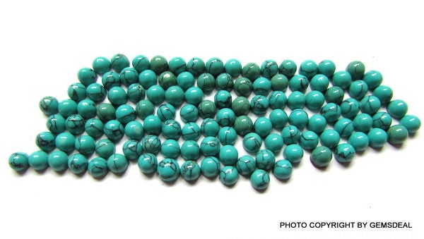 10 Pcs Natural Turquoise Cabochons: 3mm Round Green Gemstone