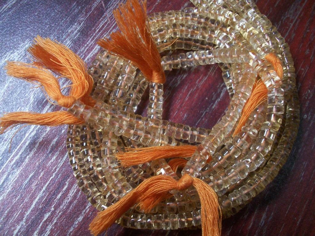 Golden Citrine Gemstone Beads: 6mm Round Tyre, 13 Inch Strand