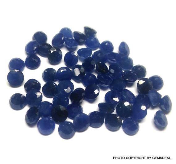 AAA Blue Sapphire Gemstone: 6mm Faceted Round Loose Stone