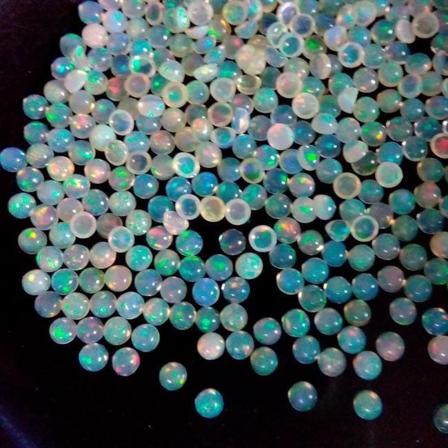 50 Ethiopian Opal Cabochons: 2.5mm Round AAA Gemstones