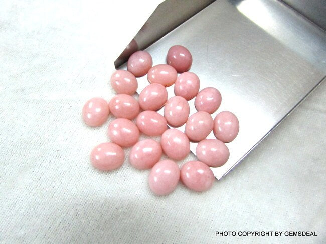 Pink Opal Oval Cabochons AAA Grade: 9x11mm Loose Gemstones, 5 pcs