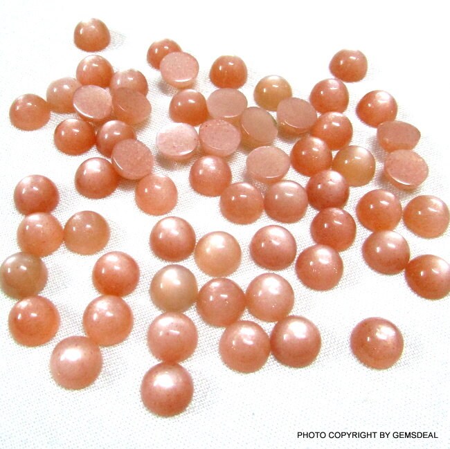 9mm AAA Peach Moonstone Cabochon: Round Loose Gemstone