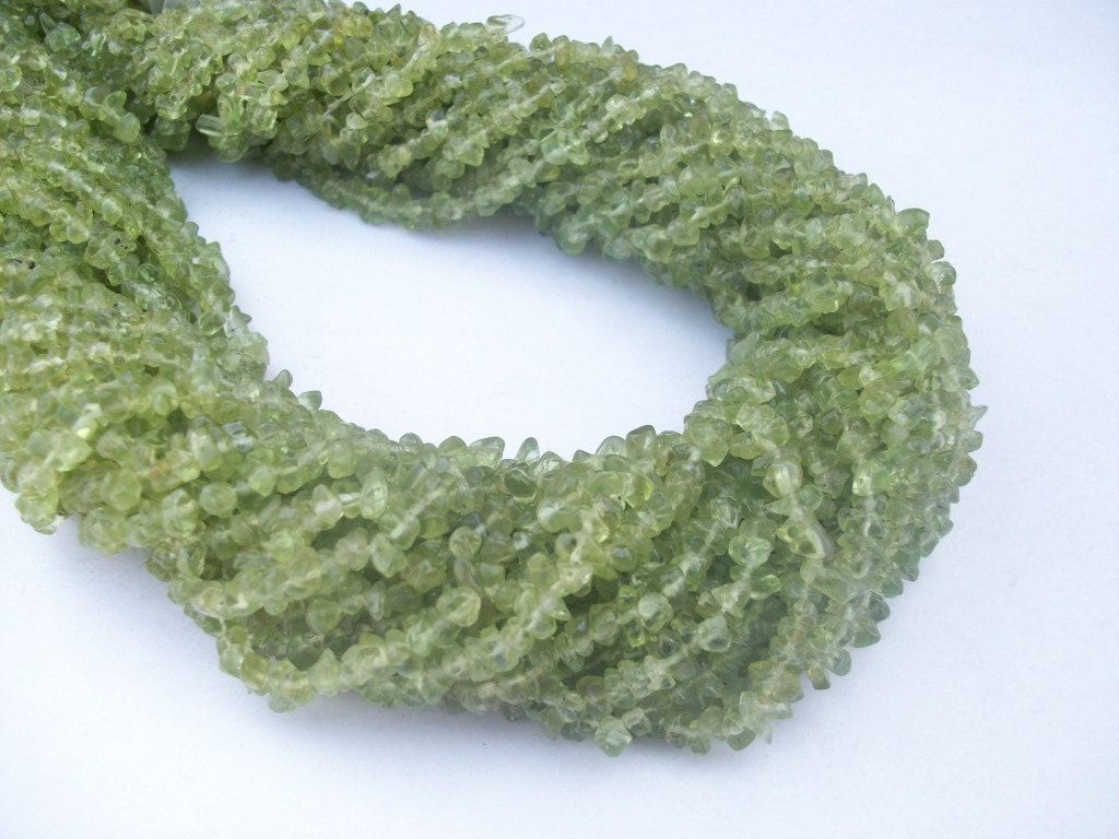 Peridot Chip Gemstone Beads: 3-4mm Uncut AAA Quality